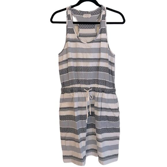 Lou & Grey Blue White‎ Stripe Cotton Racerback Tank Dress Medium - Picture 4 of 4